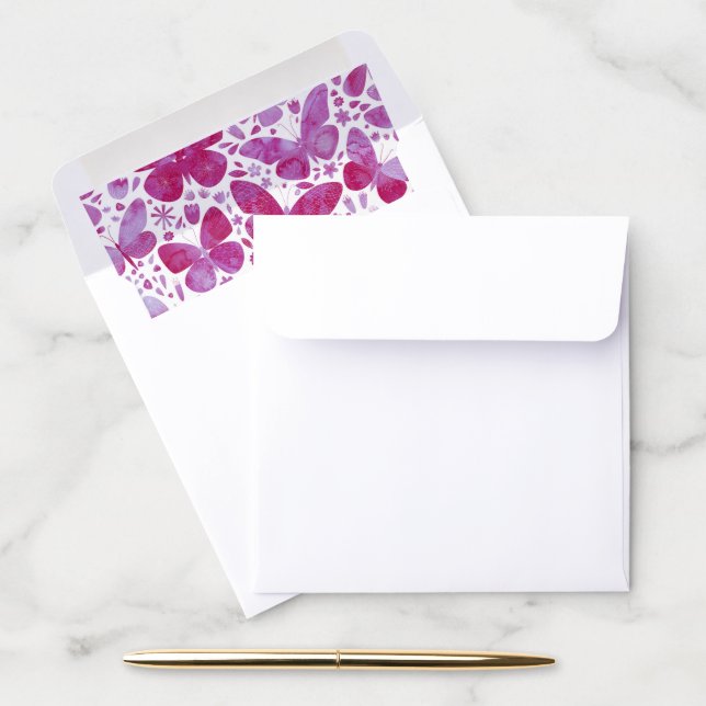 Butterfly Watercolor Pink Envelope Liner (Desk)