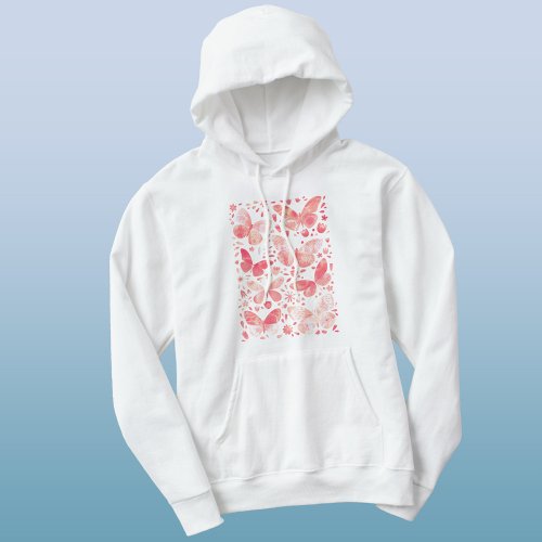 Butterfly Watercolor Pink Hoodie