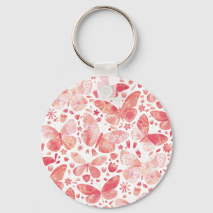 Butterfly Watercolor Pink Keychain