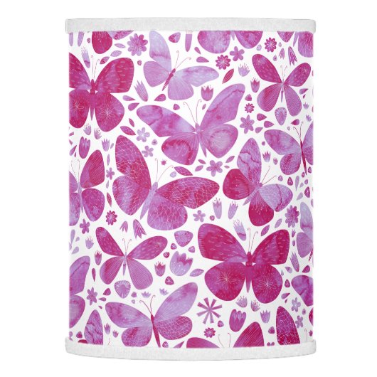Butterfly Watercolor Pink Lamp Shade (Left)