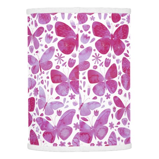 Butterfly Watercolor Pink Lamp Shade (Back)