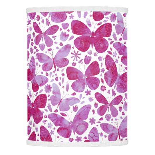Butterfly Watercolor Pink Lamp Shade (Front)