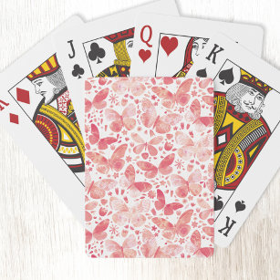 Butterfly Watercolor Pink Playing Cards