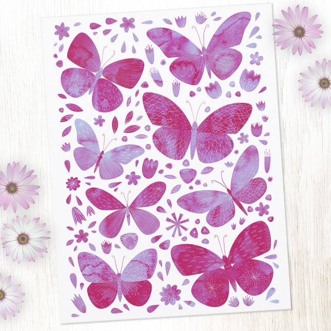Butterfly Watercolor Pink Postcard (Creator Uploaded)