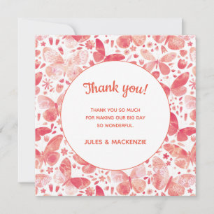 Butterfly Watercolor Pink Thank You Card