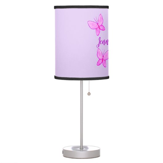 Butterfly Watercolor Purple Custom Table Lamp (Left)
