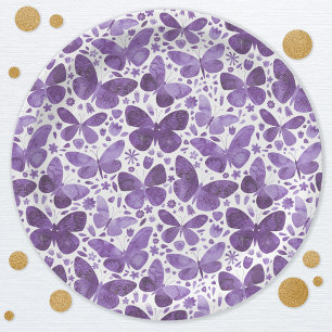 Butterfly Watercolor Purple Paper Plates