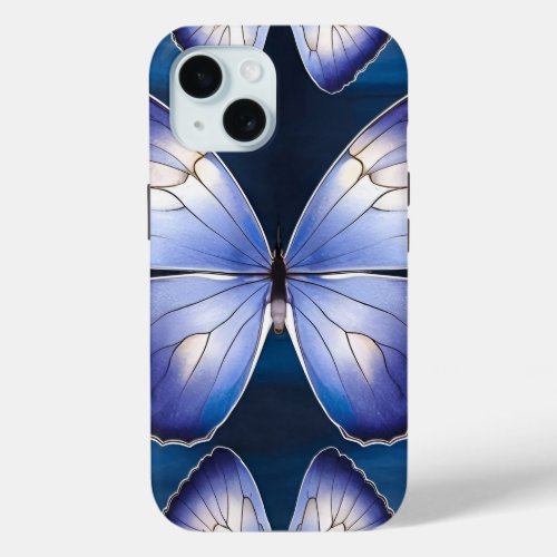 Butterfly Watercolor Royal Blue iPhone 15 Case