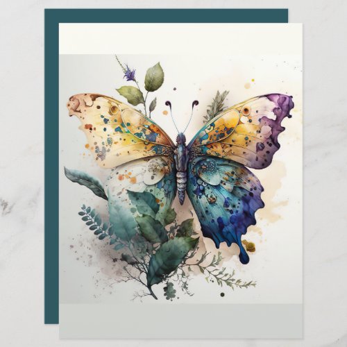 Butterfly Watercolor Scrapbooking Paper