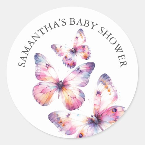 Butterfly Watercolor Thank You Classic Round Sticker