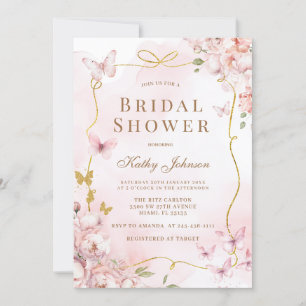 Butterfly Watercolor Wash Bridal Shower Invitation