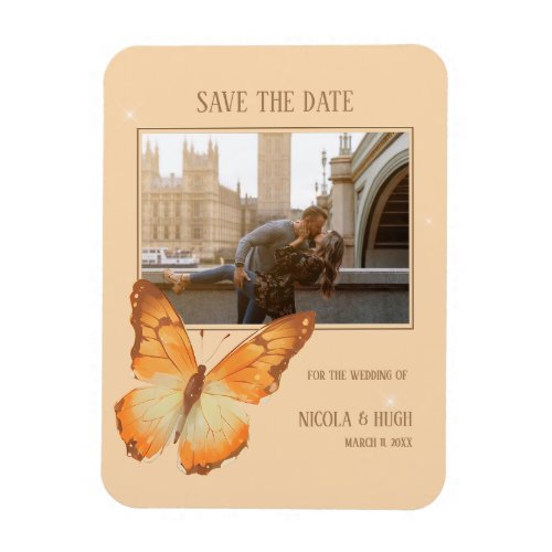 Butterfly Watercolor Wedding Photo Save the Date Magnet