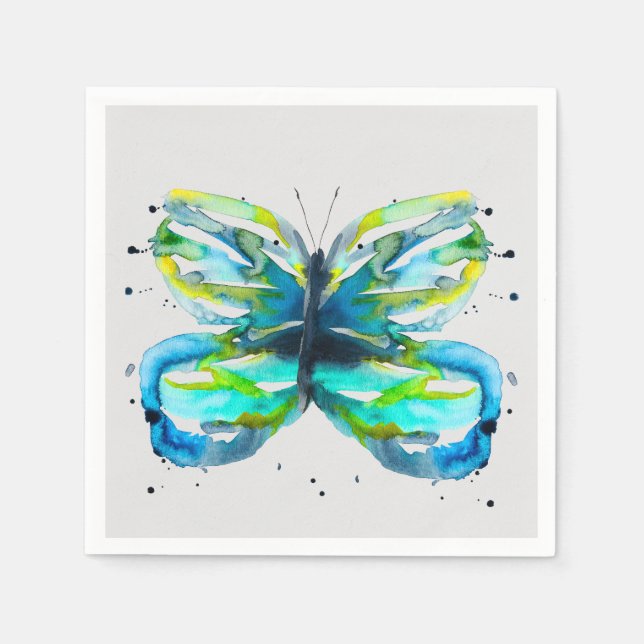 Butterfly watercolor whimsical watercolor napkins (Front)