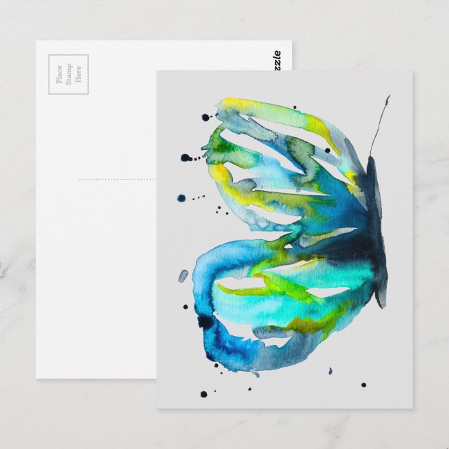 Butterfly watercolor whimsical watercolor postcard (Front/Back)