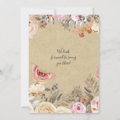Butterfly Watercolor Wreath Pink Floral Baby Girl Invitation (Back)