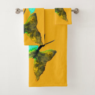 Butterfly watercolour aqua pretty bath towel set