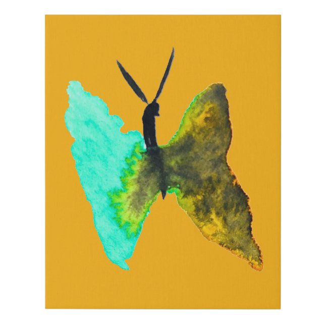 Butterfly watercolour aqua pretty canvas print (Front)
