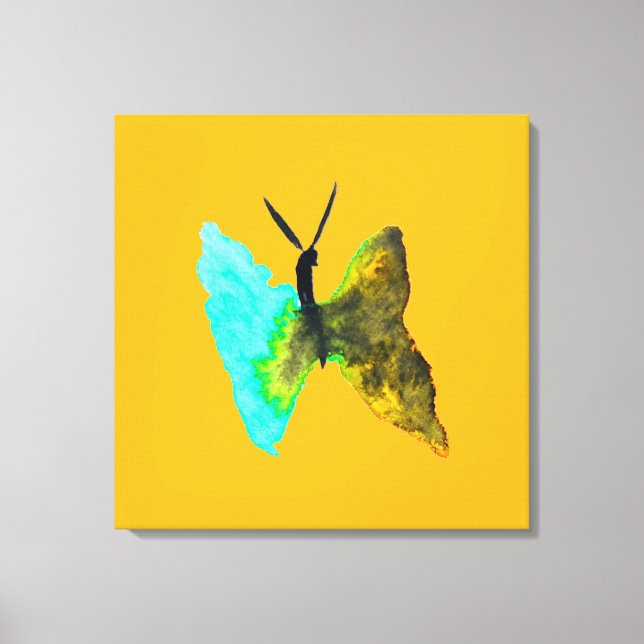 Butterfly watercolour aqua pretty canvas print (Front)