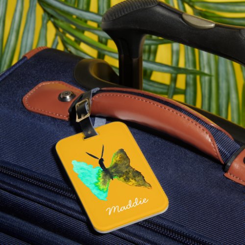 Butterfly watercolour aqua pretty luggage tag