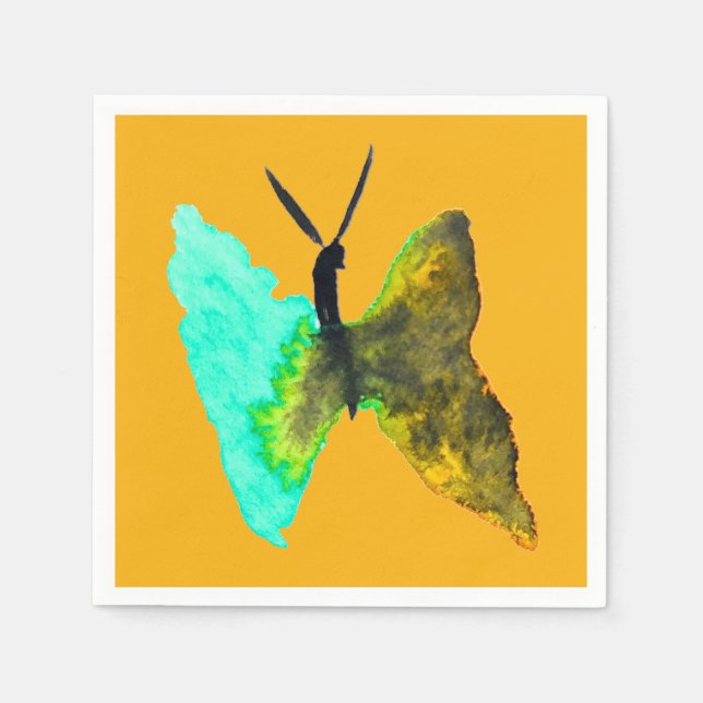 Butterfly watercolour aqua pretty napkins (Front)