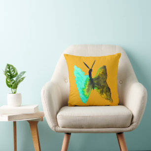 Butterfly watercolour aqua pretty throw pillow