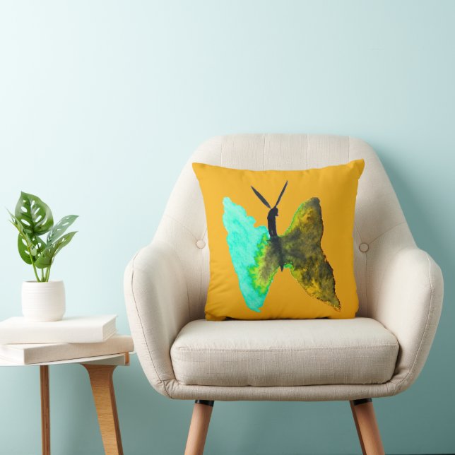 Butterfly watercolour aqua pretty throw pillow (Chair)