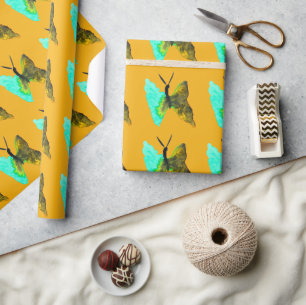 Butterfly watercolour aqua pretty wrapping paper