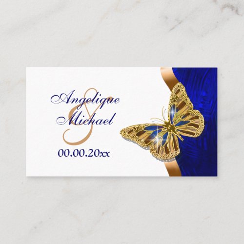 Butterfly wedding brown blue gold business card templates