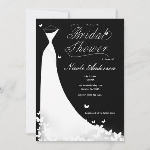 Butterfly Wedding Dress Bridal Shower Invitation