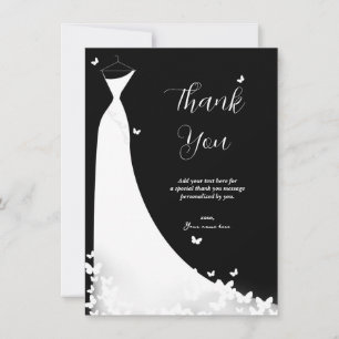 Butterfly Wedding Dress Bridal Shower Thank You Invitation