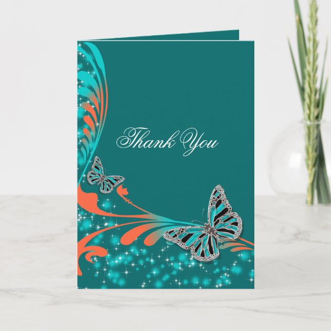 Butterfly wedding engagement anniversary thank you card (Front)