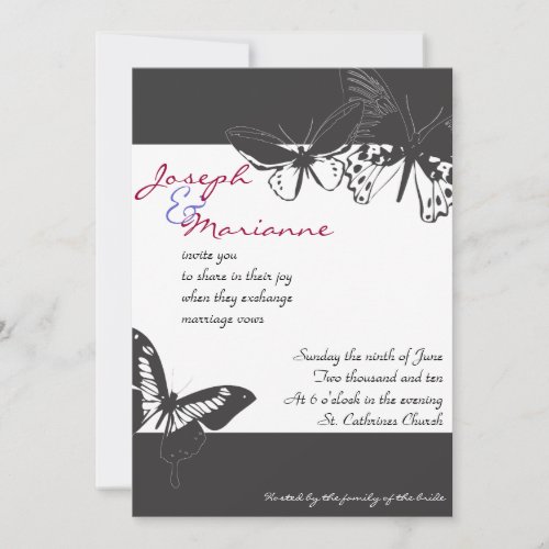 Butterfly Wedding Invitation Invite Engagement