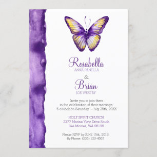 Butterfly Wedding Invitations Purple Watercolor