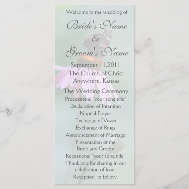 Butterfly Wedding Program /gray (Front)