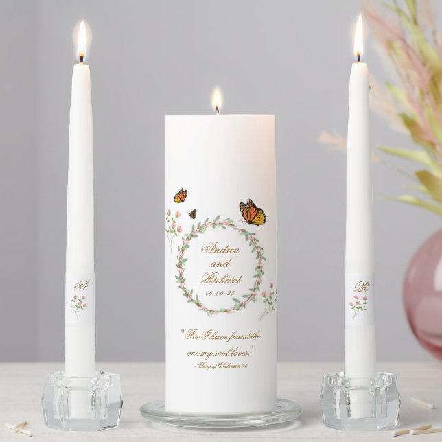 Butterfly Wedding Unity Candle Set (In Situ)