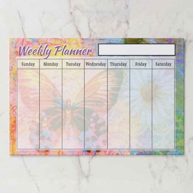 Butterfly weekly planner sheets paper pad (Front)