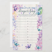 Butterfly What's in the Diaper Bag Shower Game (Front/Back)