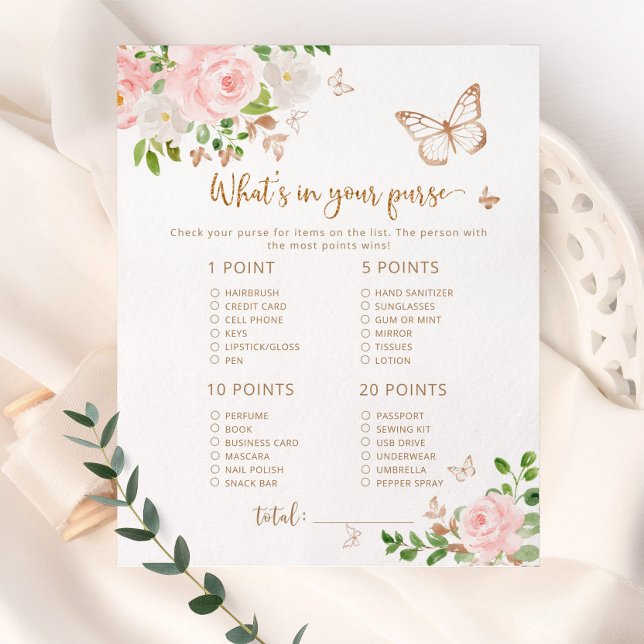 Butterfly What's in your purse baby shower game (Creator Uploaded)