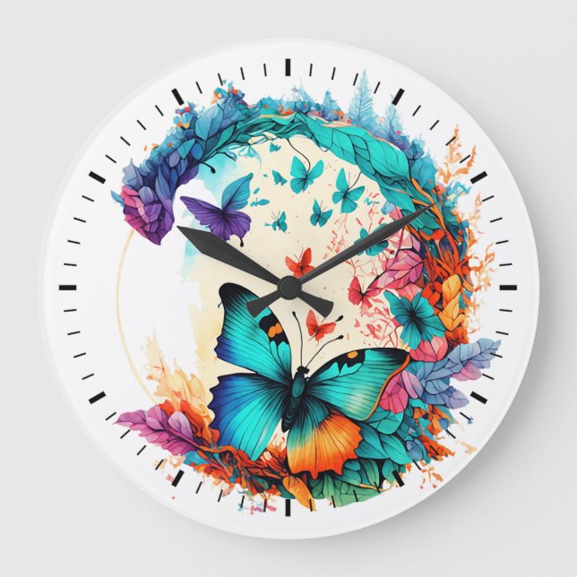 Butterfly Whimsy Large Clock (Front)