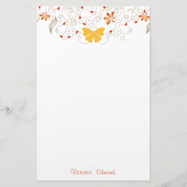 Butterfly Whimsy Personalized Stationery (Front)