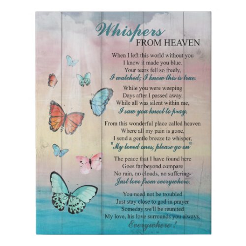 Butterfly Whispers From Heaven Memorial Gifts Faux Canvas Print