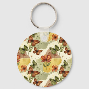 Butterfly Whispers in Earth Tones Keychain
