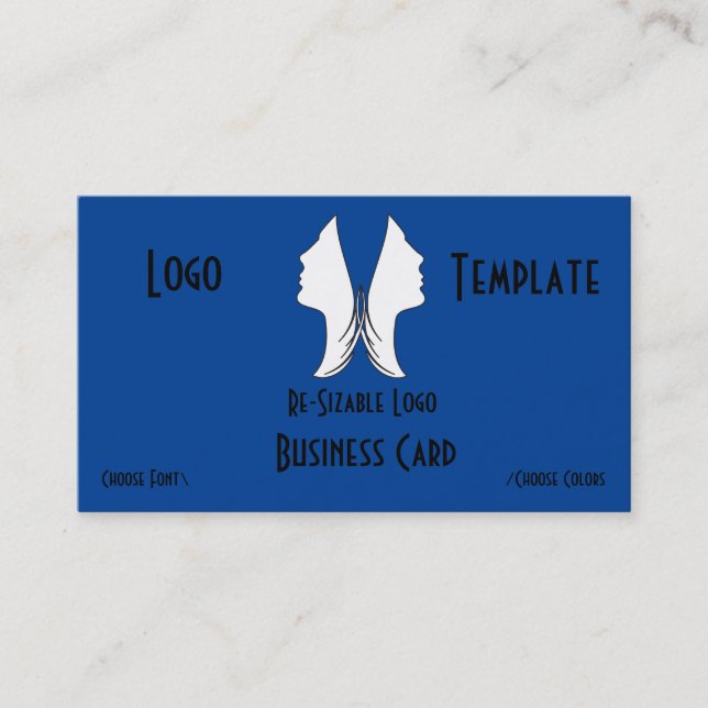 Butterfly White 2 Faces Logo  Business Card (Front)
