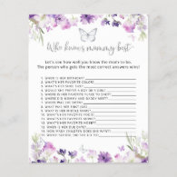 Butterfly Who knows mommy best baby shower game