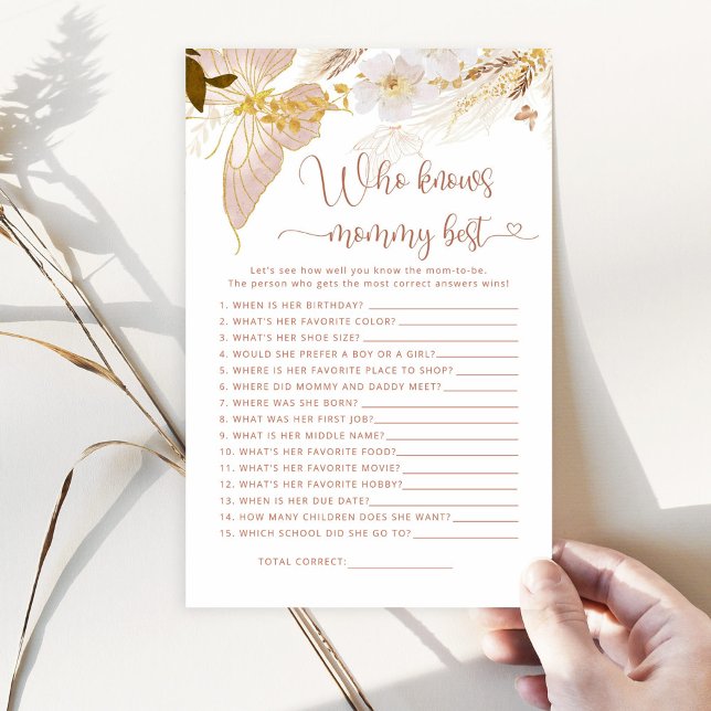 Butterfly Who knows mommy best baby shower game (Creator Uploaded)