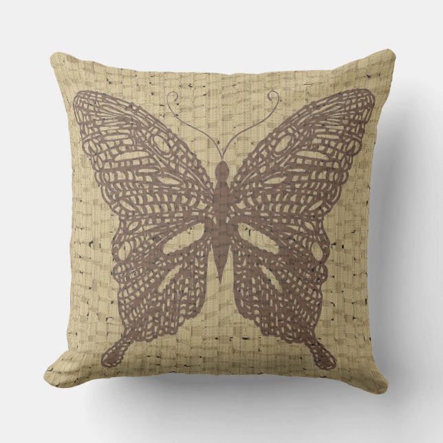 butterfly wicker weave outdoor pillow (Front)