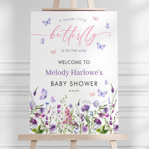 Butterfly Wildflower Baby Shower 18x24 Welcome Foam Board