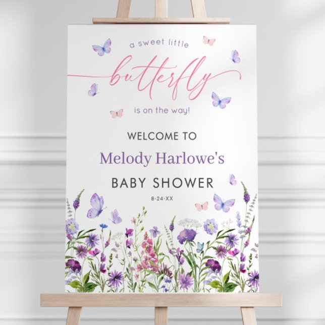 Butterfly Wildflower Baby Shower 18x24 Welcome Foam Board (Butterfly Wildflower Baby Shower 18x24 Welcome Foam Board)