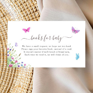 Butterfly Wildflower Baby Shower Book Request Enclosure Card
