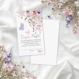 Butterfly Wildflower Baby Shower Diaper Raffle Enclosure Card